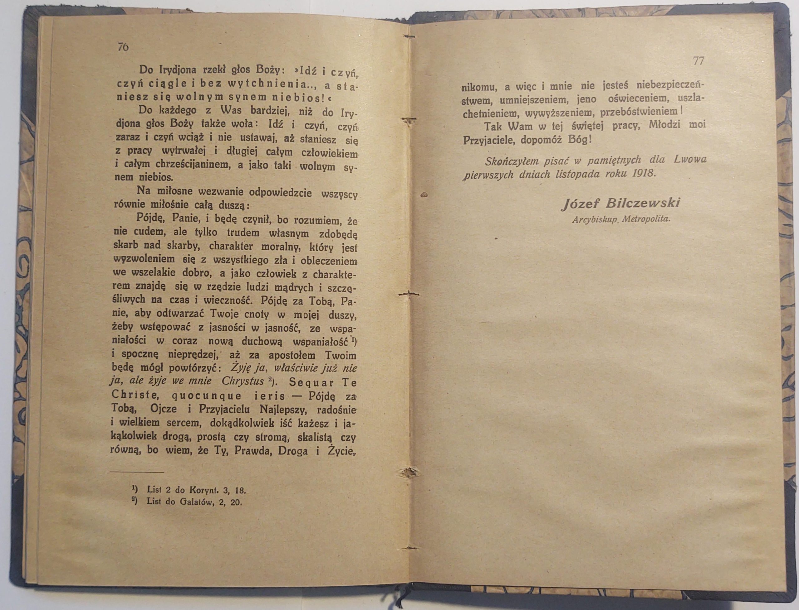 Książka "CHARAKTER. List pasterski Arcybiskupa Józefa Bilczewskiego ...", 1920 r.