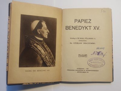 Książka "Papież Benedykt XV" Ks. Czesław Oraczewski, 1917 r.